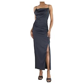 Maje-Black ruched midi slip dress - size UK 8-Black