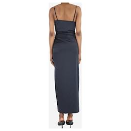 Maje-Black ruched midi slip dress - size UK 8-Black