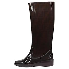 Fendi-Bottes en caoutchouc FF marron - taille EU 37-Marron