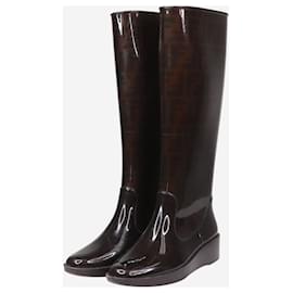 Fendi-Brown FF rubber boots - size EU 37-Brown