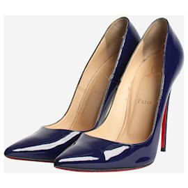 Christian Louboutin-Navy patent pointed toe heels - size EU 41.5 (UK 8.5)-Navy blue