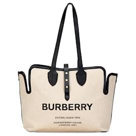 Burberry-Bolso tote de lona con cinturón suave marrón de Burberry-Castaño,Beige