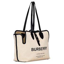 Burberry-Bolso tote de lona con cinturón suave marrón de Burberry-Castaño,Beige