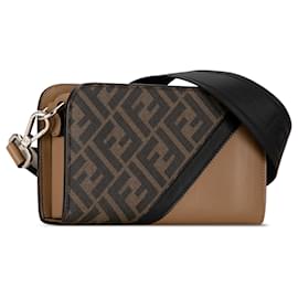 Fendi-Portefeuille diagonal Fendi Brown Zucca sur sangle-Marron