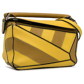 Loewe-LOEWE Yellow Mini Puzzle Rugby Stripe Satchel-Brown,Yellow