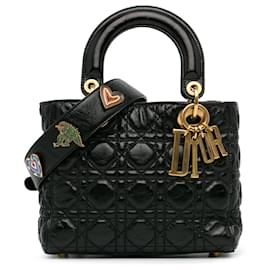 Dior-Dior Black Small Crinkled Patent Cannage Lucky Badges My Lady Dior-Black