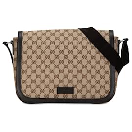 Gucci-Gucci Brown Medium GG Canvas Joy Crossbody-Brown,Beige