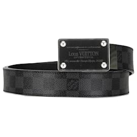 Louis Vuitton-Ceinture réversible Louis Vuitton Damier Graphite Inventeur noir-Noir