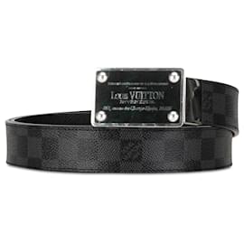 Louis Vuitton-Louis Vuitton Black Damier Graphite Inventeur Reversible Belt-Black