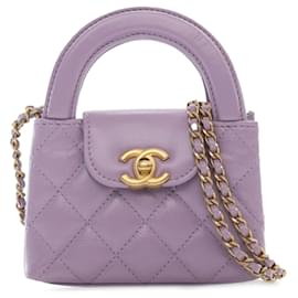 Chanel-Sac Kelly Shopper en cuir de veau vieilli violet Nano Chanel-Autre,Violet