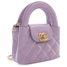 Chanel-Sac Kelly Shopper en cuir de veau vieilli violet Nano Chanel-Autre,Violet