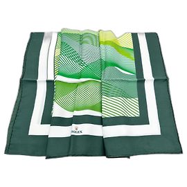 Lenço de seda verde com padrão Rolex Verde