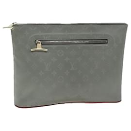 Louis Vuitton-LOUIS VUITTON Monogram Titanium Pochette Cosmos Bag Gray M63240 LV Auth 73801-Brown