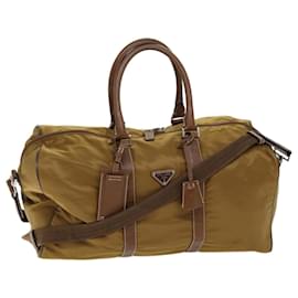 Prada-PRADA Boston Bag Nylon 2way Brown Auth 73604-Brown