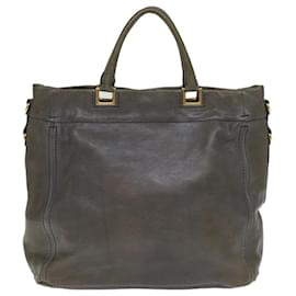 Prada-PRADA Hand Bag Leather Gray Auth yk12403-Grey