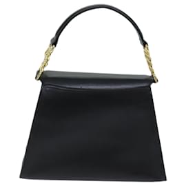 Valentino-VALENTINO Chain Hand Bag Leather Black Auth yk12215-Black