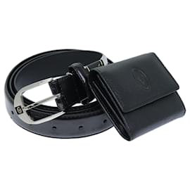Valentino-VALENTINO Card Case Leather Belt set Black Auth 73194-Black
