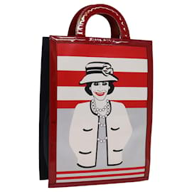 Chanel-CHANEL Mademoiselle Handtasche Emaille Leder Weiß Rot CC Auth yk12409A-Weiß,Rot
