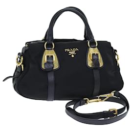 Prada-PRADA Hand Bag Nylon 2way Black Auth am6252-Black