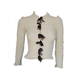 Chanel Seidenchiffon Jacke Beige Elfenbein Beige Aus weiß