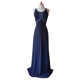 Jenny Packham Kristall- und Perlen besticktes griechisches Abendkleid Marineblau