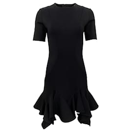 Autre Marque-Robe noire à manches courtes Givenchy avec ourlet asymétrique à volants-Noir