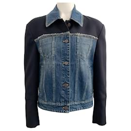 Autre Marque-Stella McCartney Denim Jacket with Ponte Knit Sleeves-Blue