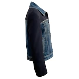 Autre Marque-Stella McCartney Veste en jean avec manches en tricot Ponte-Bleu