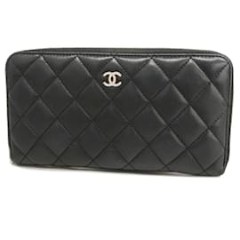 Chanel-Chanel Reißverschluss um Brieftasche-Schwarz