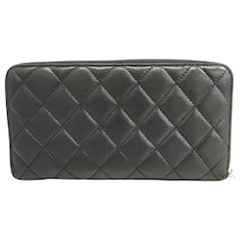 Chanel-Chanel Reißverschluss um Brieftasche-Schwarz