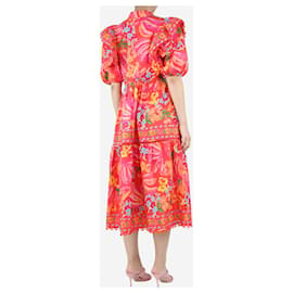 Farm Rio-Red floral printed midi dress - size M-Red