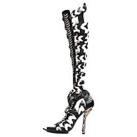 Balenciaga-Black woven gladiator heeled sandals - size EU 36-Black