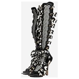 Balenciaga-Black woven gladiator heeled sandals - size EU 36-Black