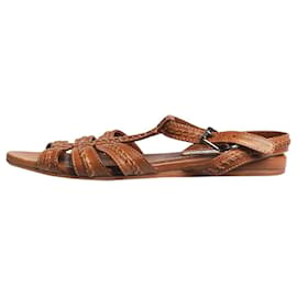 Miu Miu-Brown strappy open toe sandals-Brown