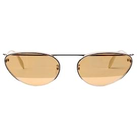 Alexander Mcqueen-Gold cat eye metal frame sunglasses-Golden