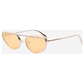 Alexander Mcqueen-Gold cat eye metal frame sunglasses-Golden