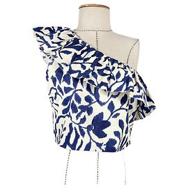 SéZane x Momoni Dari Bluse Blau Leinen Baumwolle Blau