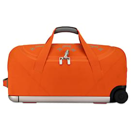 Louis Vuitton-Louis Vuitton Orangefarbene, weiche Reisetasche Horizon 55 mit Monogramm-Orange