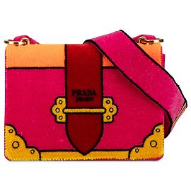 Borsa a tracolla Prada Velluto Ricamo Trompe L'oeil Cahier rosa Rosa