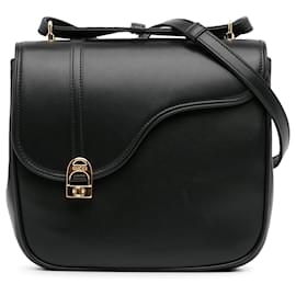 Gucci-Crossbody equestre de couro preto Gucci-Preto