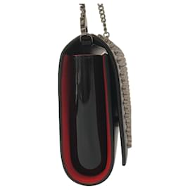 Christian Louboutin-Christian Louboutin Black Studded Leather Paloma Clutch on Chain-Black