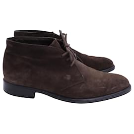 Tod's-Tod's Lace-Up Boots in Brown Suede-Brown