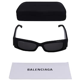 Balenciaga-Balenciaga BB0260S Max Rectangle Sunglasses in Black Acetate-Black
