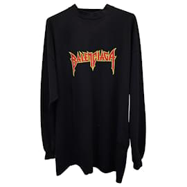 Balenciaga-Balenciaga Metal Logo Distressed Sweatshirt in Black Cotton-Black