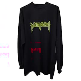 Balenciaga-Balenciaga Metal Logo Distressed Sweatshirt in Black Cotton-Black
