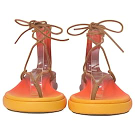 Chloé-Chloe Wave Ombre Sandals in Orange Lizard-Effect Leather -Orange