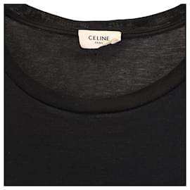 Céline-Celine Logo T-Shirt in Black Cotton-Black