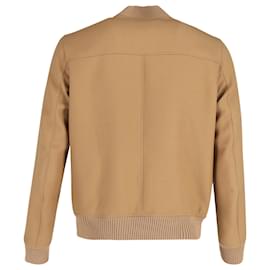 Sandro-Sandro Zip-Up Varsity Jacket in Brown Wool-Brown