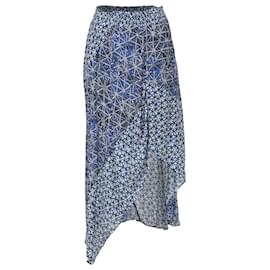 Maje-Maje Jartrani Batik-Print Midi Skirt in Blue Cotton-Blue