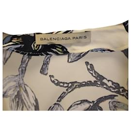 Balenciaga-Balenciaga Printed Mini Dress in White Cotton-White